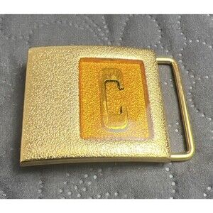 VINTAGE LEE N.Y. MADE IN USA BELT BUCKLE LETTER "C" Goldtone Retro Western Gift
